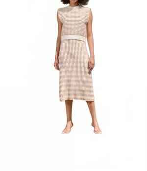 NEW LUCY PARIS newport knit skirt in tan/white